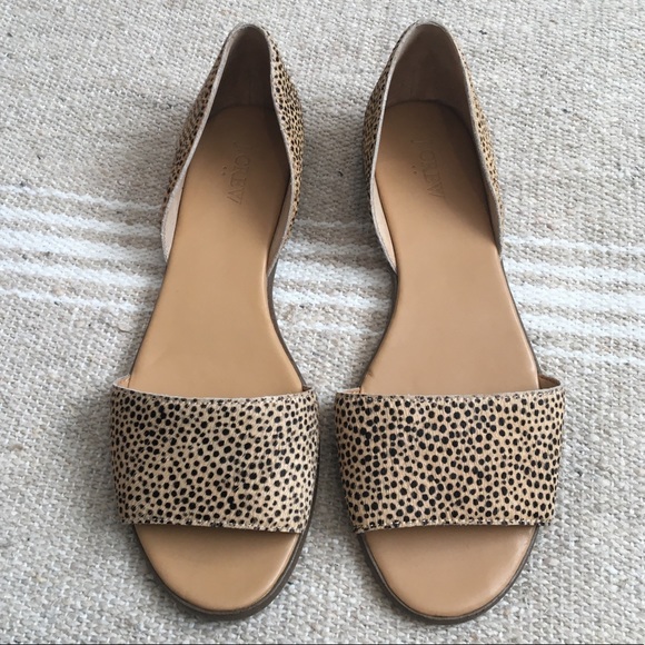J. Crew Morgan Calf Hair Peep Toe Slip On Flats 9 - Picture 2 of 6